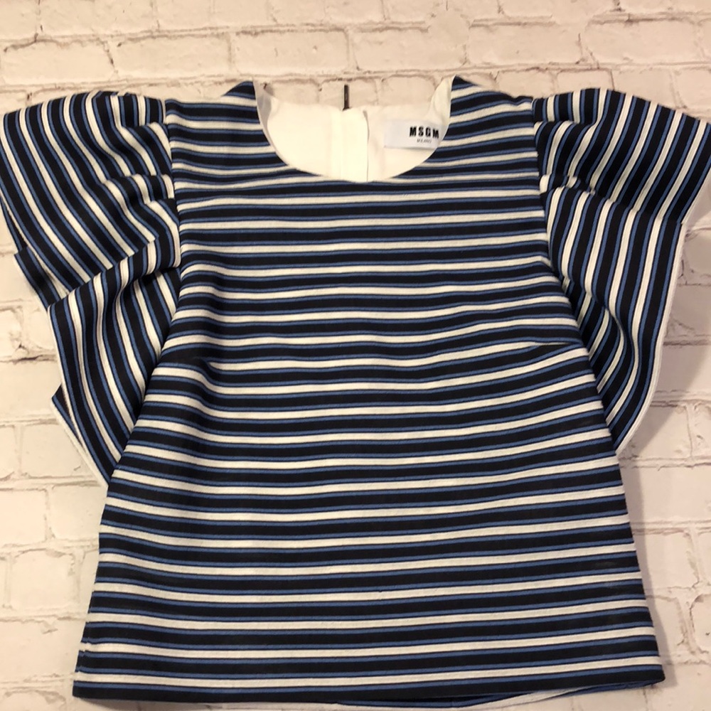 Msgm Flutter Sleeve Crop Top - image 2